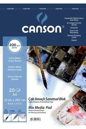 Canson 200 Gr Spiralli A4 20 Sayfa Fineface Çok Amaçlı Sanatsal Blok DEFTER