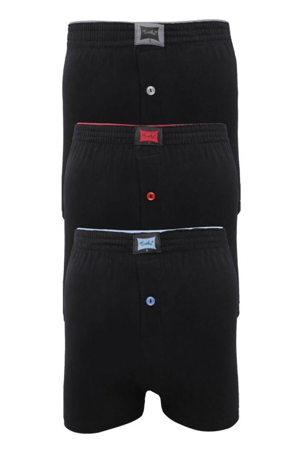 Tutku Penye Düz Boxer 117 3'lü Paket | Siyah