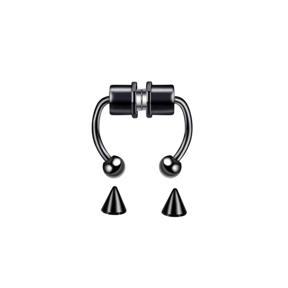 Siyah Mıknatıslı Fake Burun Piercing -Top Ve Ok Uçlu Paslanmaz Septum Deliksiz Pirsing - 4