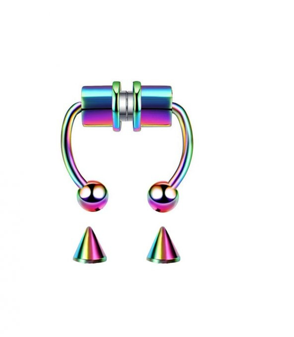 Hologram Mıknatıslı Fake Burun Piercing -Top Ve Ok Uçlu Paslanmaz Septum Deliksiz Pirsing - 3