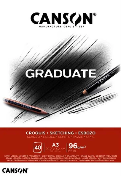 Canson Graduate A3 Sketching Blok 96 gr 40 Yaprak