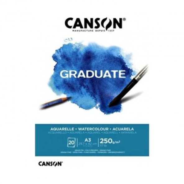 Canson Graduate Aquarella & Watercolor Blok A3 20 Yaprak 250 gr