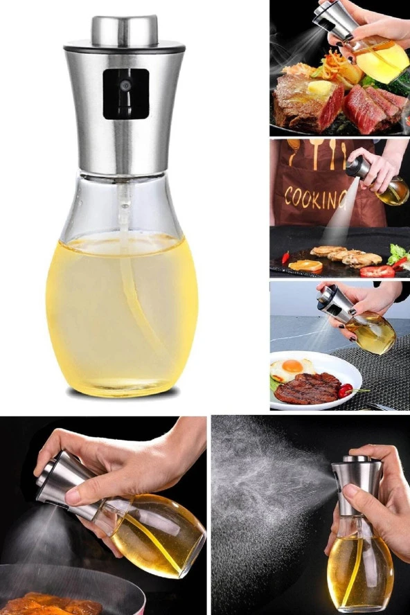 nefertiya Sprey Yağdanlık Cam Şişe 200 Ml Kolay Püskürtme Zeytinyağı Sprey Şişesi - 1