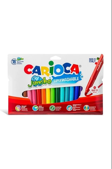 CARİOCA JUMBO SÜPER YIKANABİLİR KEÇELİ BOYA KALEMİ 18Lİ