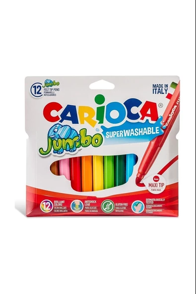 CARİOCA JUMBO SÜPER YIKANABİLİR KEÇELİ BOYA KALEMİ 12Lİ