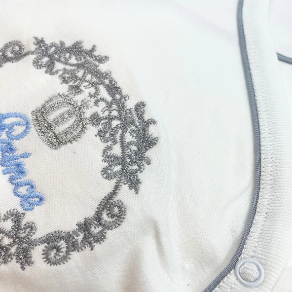 Sema Bebe Sema Baby Prens Lüks 5 Parça Hastane Çıkışı Zıbın Seti - Mavi - 2