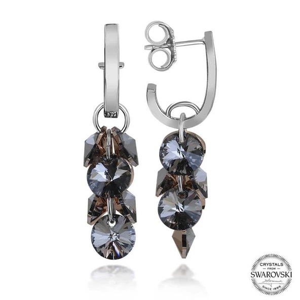 Swarovski Crystal Taşlı Lucky Life 925 Ayar Gumuss Salkım Sallantılı Çivili Lucky Life Lucky Life Kadın Küpe