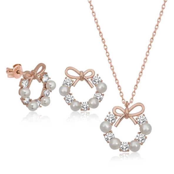 Lucky Life 925 Ayar Gumuss  İnci Kurdele Lucky Life Lucky Life Kadın Set