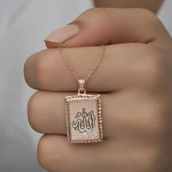 Lucky Life 925 Ayar Gumuss Rose Allah Yazılı Lucky Life Lucky Life Lucky Life Kadın Kolye - 6
