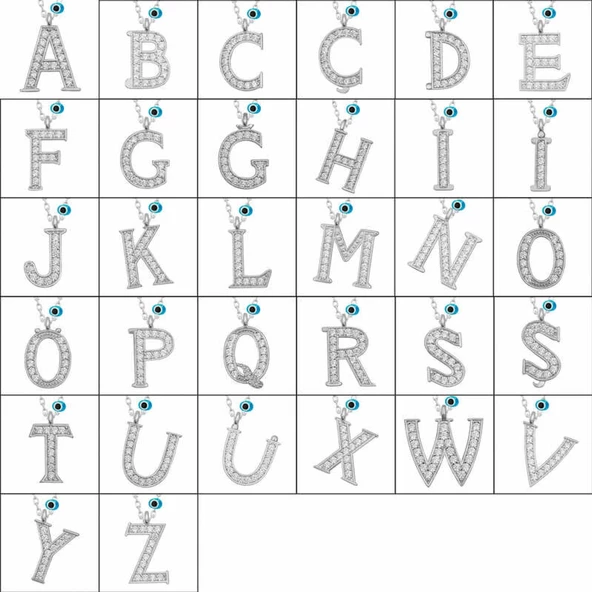 Lucky Life 925 Ayar Gumuss Nazar Rodyum L Harfi Lucky Life Lucky Life Lucky Life Kadın Kolye - 2