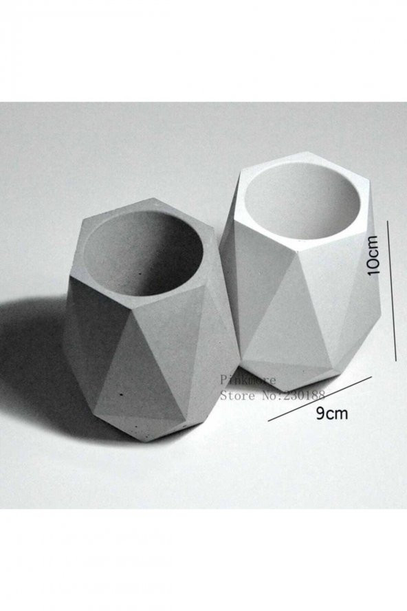 Beton Kalemlik Dekoratif Biblo Kalemlik Gri - 3