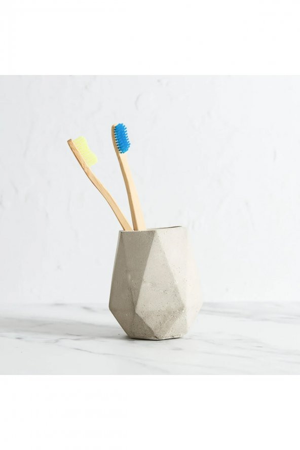Dekoratif Beton Kalemlik & Diş Fırçalık - Gri Beton - 2