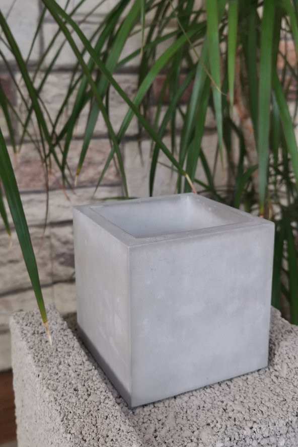 Dekoratif Beton Saksı Doğal Beton Rengi - 2