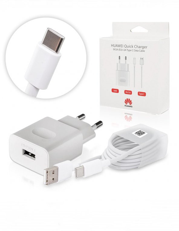 Huawei Hızlı Type-C Şarj Takım (Quick Charger) 9v2A(EU)+2A Type C Data Kablo - 3