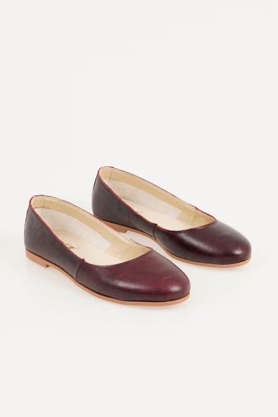 Hakiki Deri Kadın Babet Bağcıksız Düz Model Günlük Ayakkabı - Resim 4