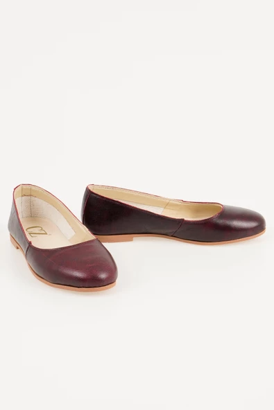 Hakiki Deri Kadın Babet Bağcıksız Düz Model Günlük Ayakkabı - Resim 3