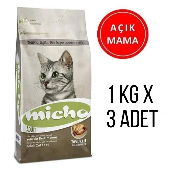 Micho Adult Cat Tavuklu Hamsi ve Pirinç Eşiliğnde Kedi Maması 3 kg Açık Mama
