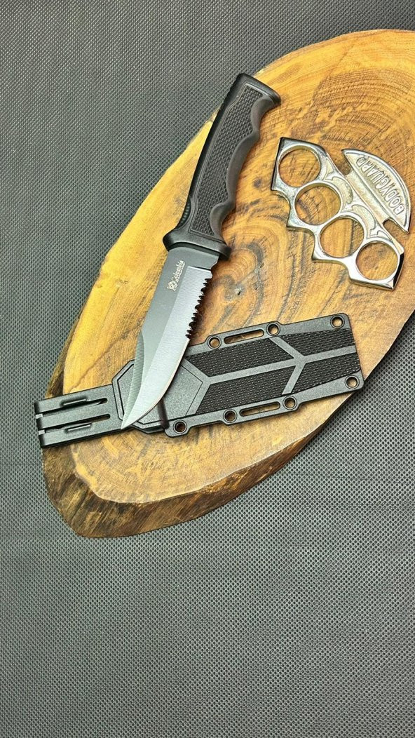 BİLTEK SHOP Outdoor 23 cm Sert Kılıflı Avcı Bıçağı ve Yanında BODYGUARD Kalın Musta
