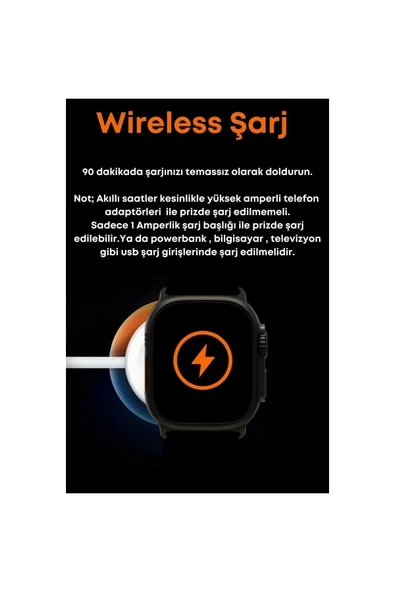 AbaTech Xiaomi İphone Samsung Huawei Tüm Telefonlar ile Uyumlu Watch 8 T800 Ultra Türkçe Çift Kordon - 4