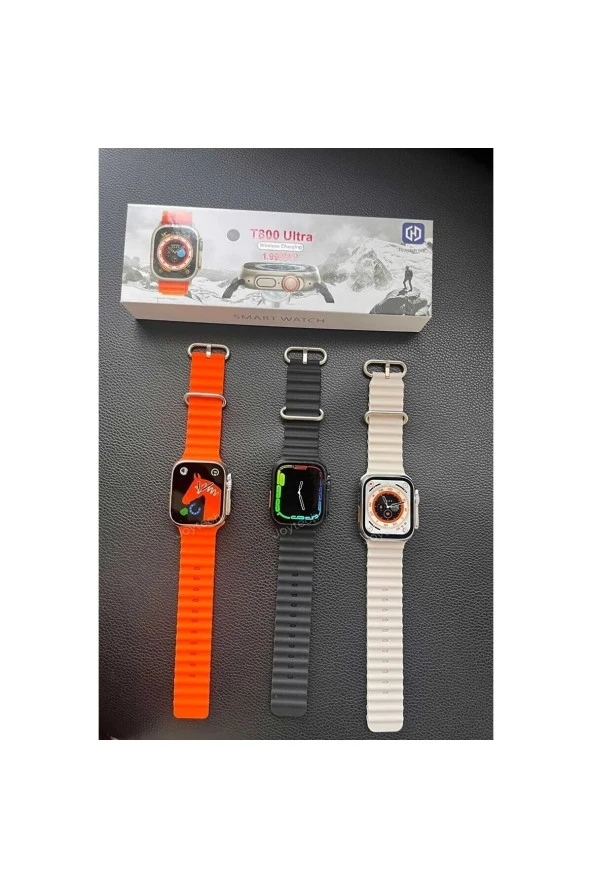 AbaTech Xiaomi İphone Samsung Huawei Tüm Telefonlar ile Uyumlu Watch 8 T800 Ultra Türkçe Çift Kordon