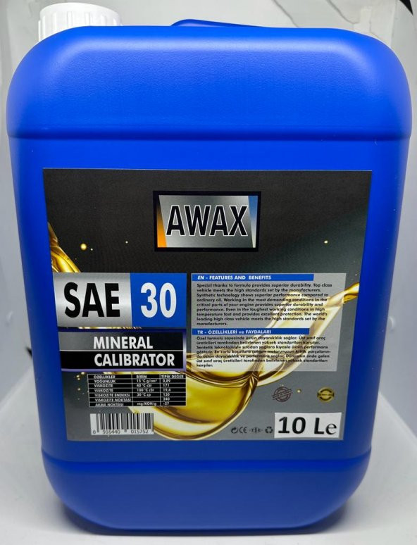 Awax SAE-30 Motor Yağı 10 L