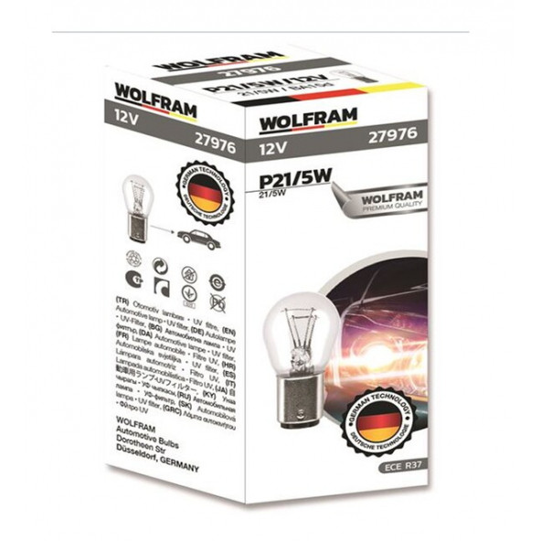 WOLFRAM P21/5W DÜZ TIRNAK 12V AMPÜL 10 ADET - 2