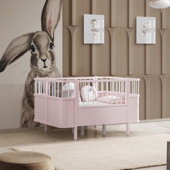 Setay MDF Beşik, Siesta Büyüyen Beşik 90x130 - Siesta Karyola 90x190 - Pembe