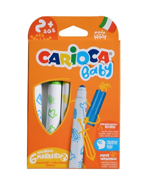 Carioca Teddy Şekilli Mum Boya ve Carioca Baby Marker 2 Adet Boyama Seti - 3