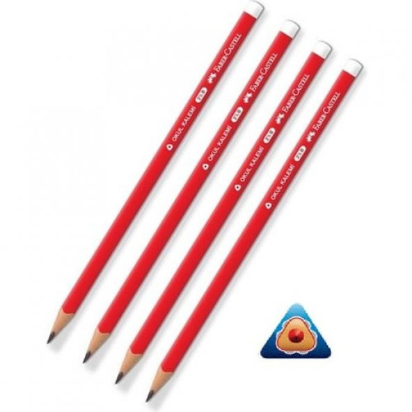 Faber-Castell Kurşun Kalem Üçgen 4 Adet Faber Castell Okul Kalemi Kurşun Kalem 2,5b Kurşun Kalem