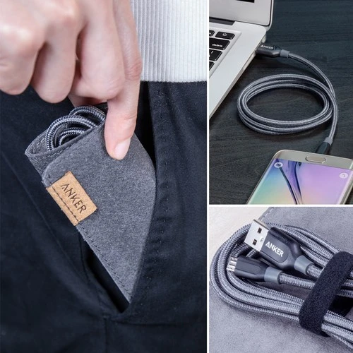 Anker Powerline+ Micro USB Örgülü Şarj/Data Kablosu 0,9 Metre - Gri - Taşıma Çantalı - A8142HA1 - Resim 6