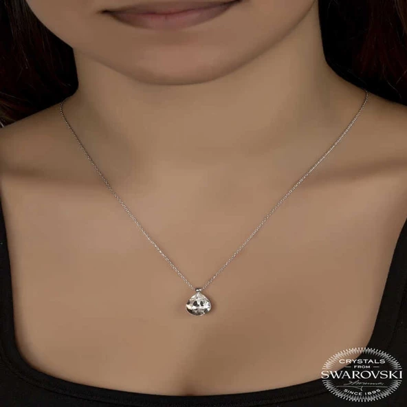 Swarovski Crystal Taşlı Damla Lucky Life 925 Ayar Gumuss  Lucky Life Lucky Life Lucky Life Kadın Kolye - 2