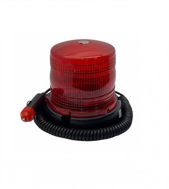 12V-24V KIRMIZI LEDLİ Çakar Flaş Tepe Lambası Mıknatıslı Çakmak Girişli - 2