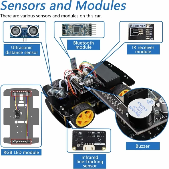 FREENOVE 4WD Araç Kiti (Arduino IDE ile uyumlu) - 4