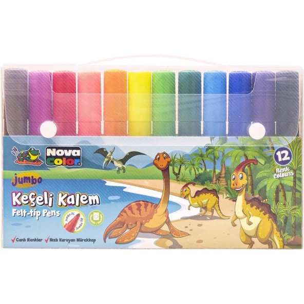 Nova Color Keçeli Kalem 12 Li Jumbo NC-874 - 2
