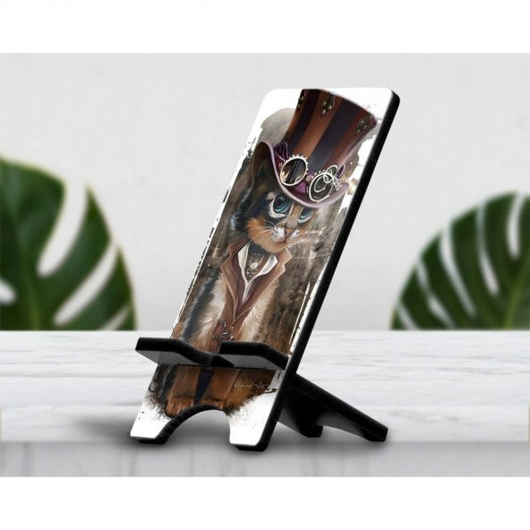 Kedi Tasarımlı Telefon Standı