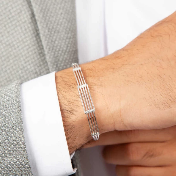 Lucky Life 925 Ayar Gumuss Parçalı Erkek Bileklik - 3