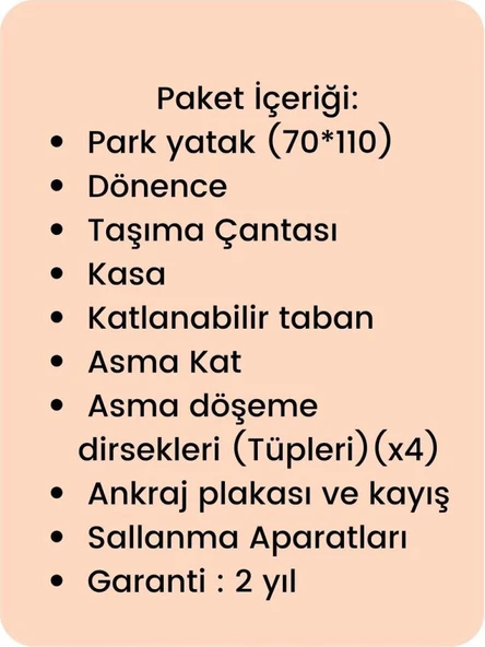 Gulz Atlas Plus Anne Yanı Sallanır Cibinlikli Dönenceli Oyun Parkı Bebek Beşik 70X110 cm - 8