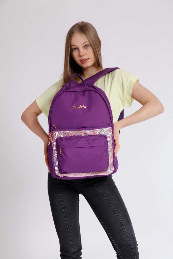 Magical Okul Çantası 41x31x18 Pullu Mor (k1356) - 2