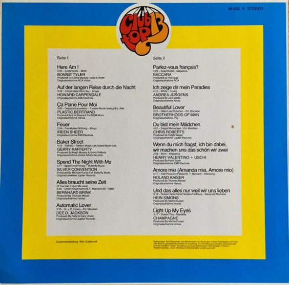 16 Top Hits - Aktuellste  Aus Den Hitparaden Juli/ August 78 - Disco, Pop Rock, Schlager tarz plak alithestereo