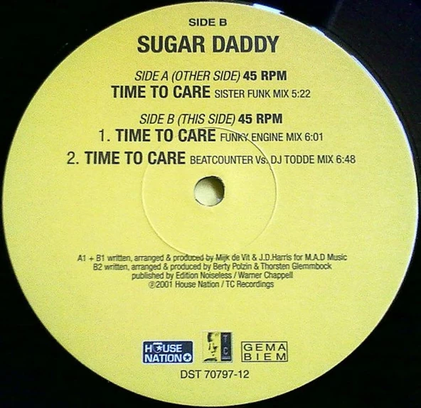 Sugar Daddy  – Time To Care  - House tarz Plak alithestereo