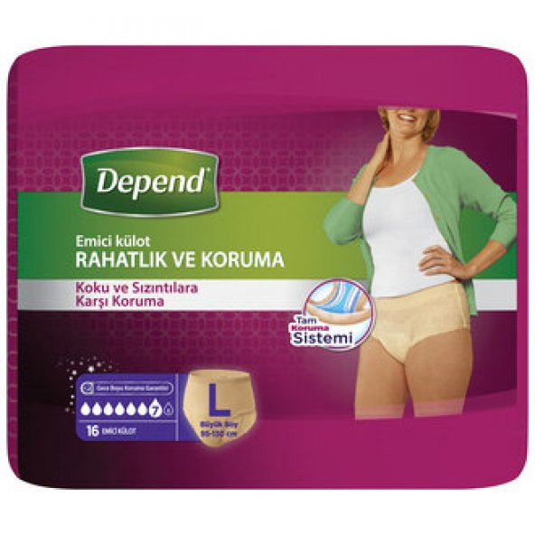 Depend Emici Külot Bayan Large 16'lı