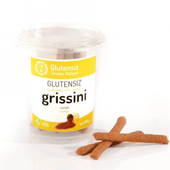 Glutensiz Grissini - Sumak - 80gr - Glutensiz Ürünler Atölyesi