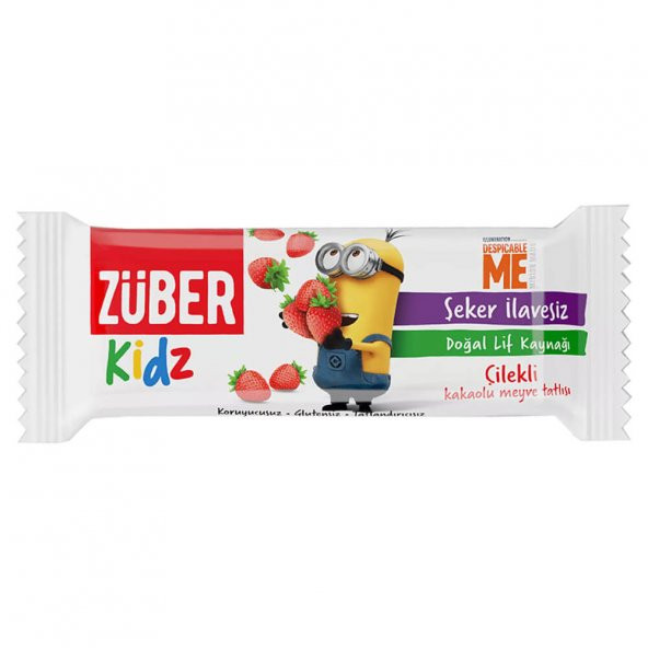 Glutensiz Çilekli Kakaolu Kidz Meyve Tatlısı - Rafine Şekersiz - Züber