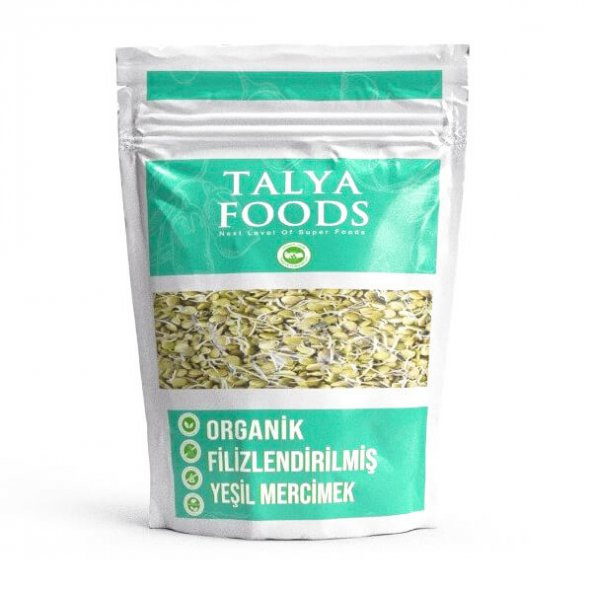 Organik Filizlendirilmiş Yeşil Mercimek - Glutensiz - 200gr - Talya Foods