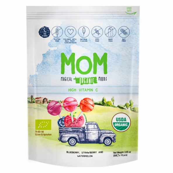 Organik Lolipop - Gerçek Meyveli - 10lu Paket - MOM