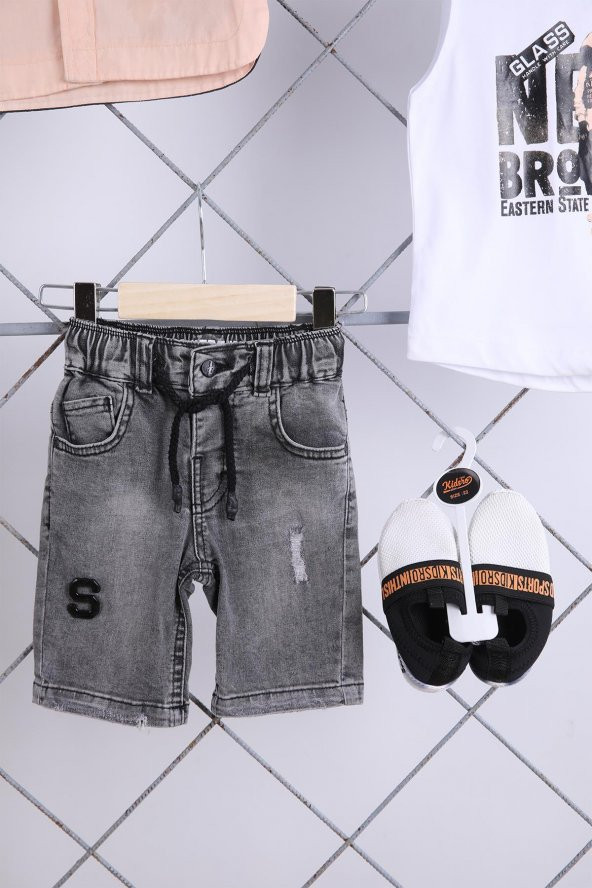 Babyhola Kısa Kol Gömlek Badi Pantolon Ayakkabı Erkek Çocuk Takım 4'lü Kombin 0745 - 5