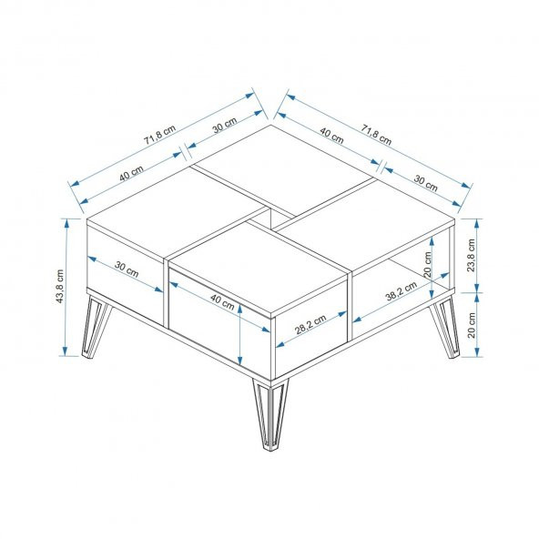 BMdekor Orta Sehpa Nova Mermer Desen Meşe - 5
