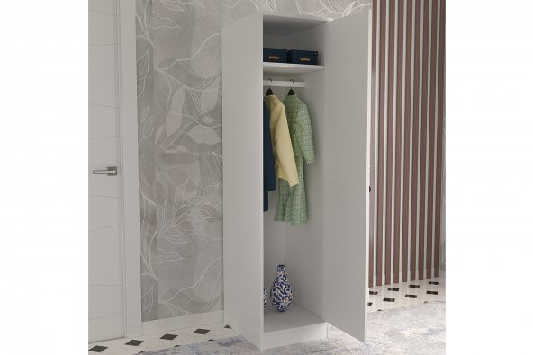 Midoser 45 Cm Beyaz Tek Kapılı Elbise Dolabı - Gardırop - 3