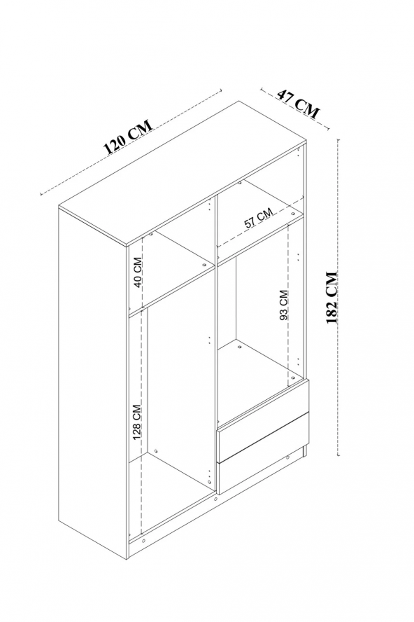 Midoser Yaman Mat Beyaz 4 Kapılı 2 Çekmeceli Elbise Dolabı - Gardırop - 3