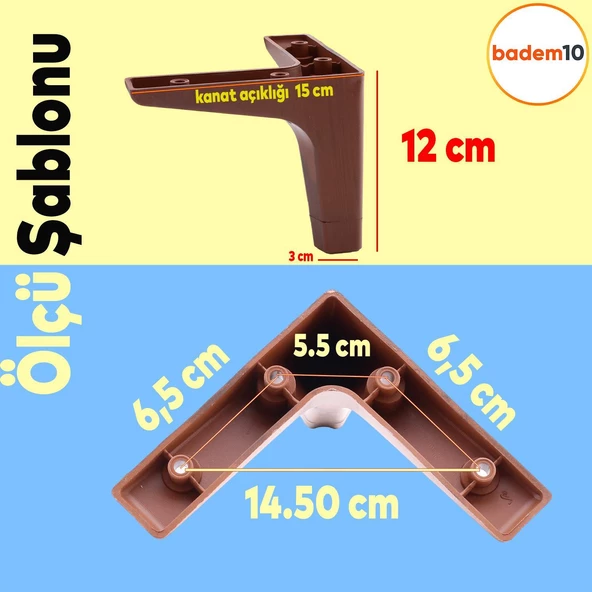 Sedef Lüks Mobilya Kanepe Sehpa Tv Ünitesi Koltuk Ayağı 12 Cm Ceviz Ahşap Desenli Ayakları (4 ADET) - 3